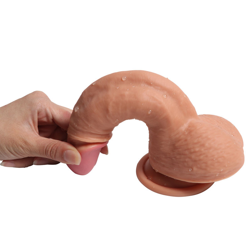 Realistic Silicone Dildo Dual Densities 7.48 Inch Tan Shade CE ROHS Approved
