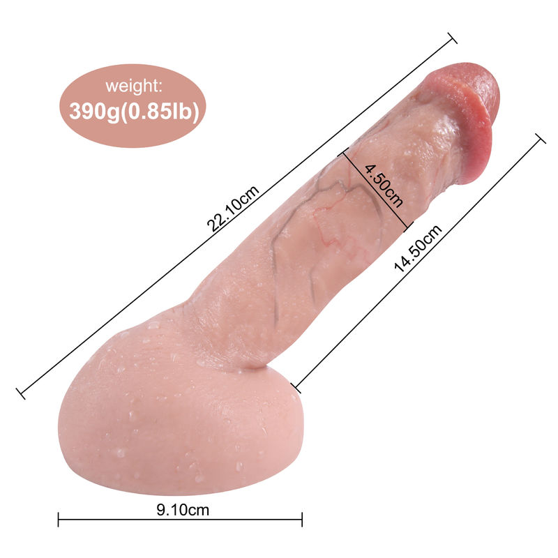 Silicone Lifelike Dildo Single Densities 22cm Skin Color CE ROHS Color Box Package