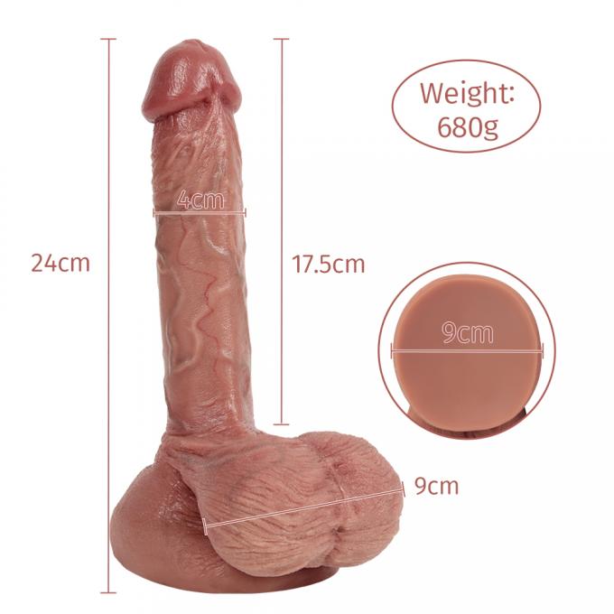 Tan silicone dildo with packaging materials